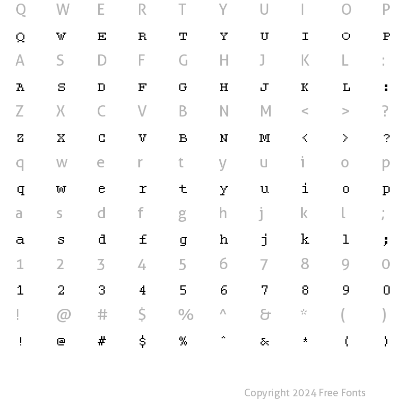 Character Map of DTCRoughM21 Regular