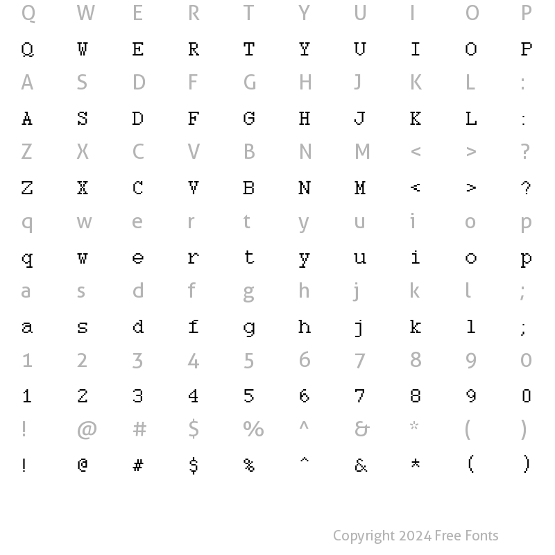 Character Map of DTCRoughM22 Regular