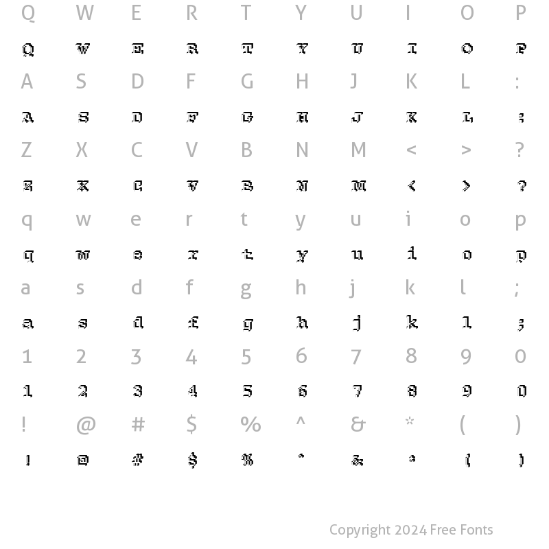 Character Map of DTCRoughM25 Regular