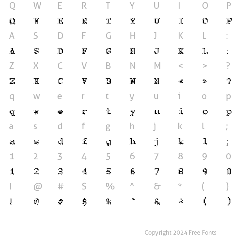 Character Map of DTCRoughM26 Regular