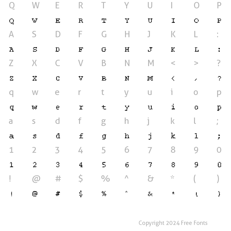 Character Map of DTCRoughM28 Regular