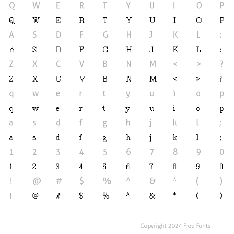 Character Map of DTCRoughM31 Regular