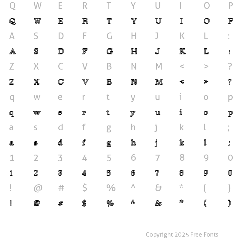 Character Map of DTCRoughM34 Regular