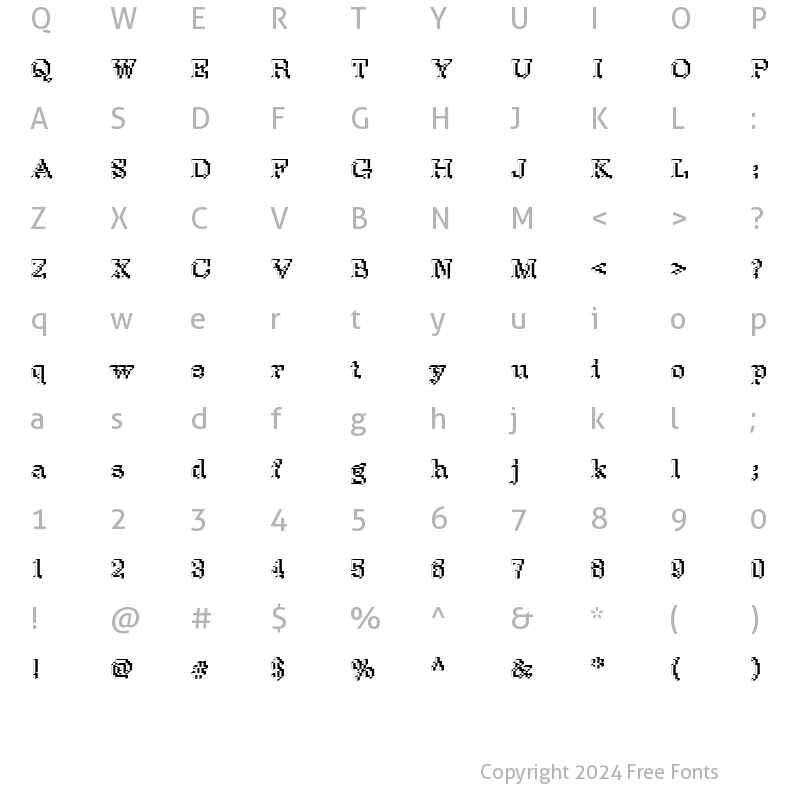 Character Map of DTCRoughM35 Regular