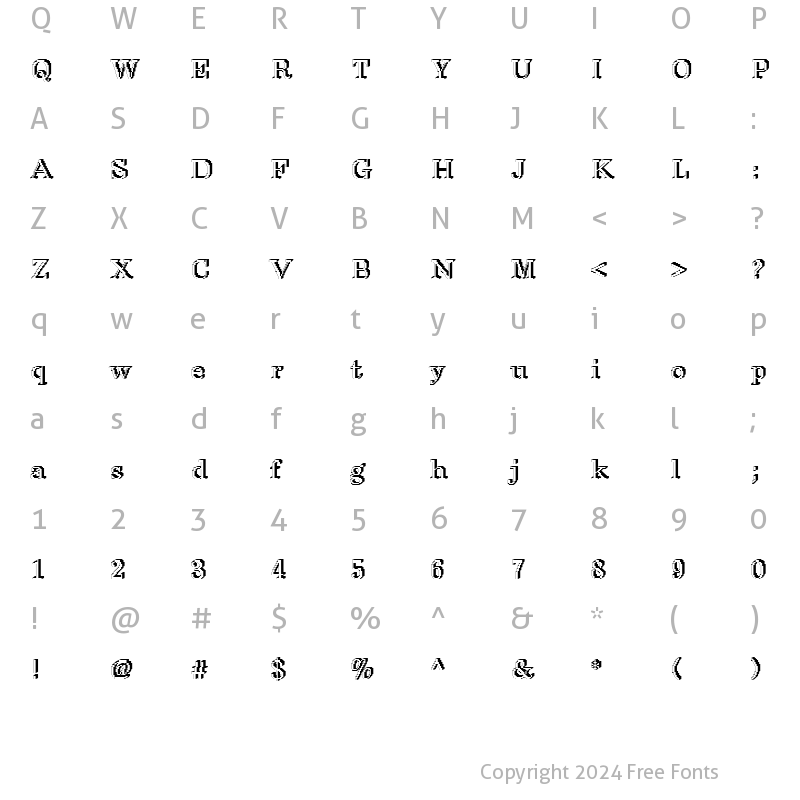 Character Map of DTCRoughM36 Regular