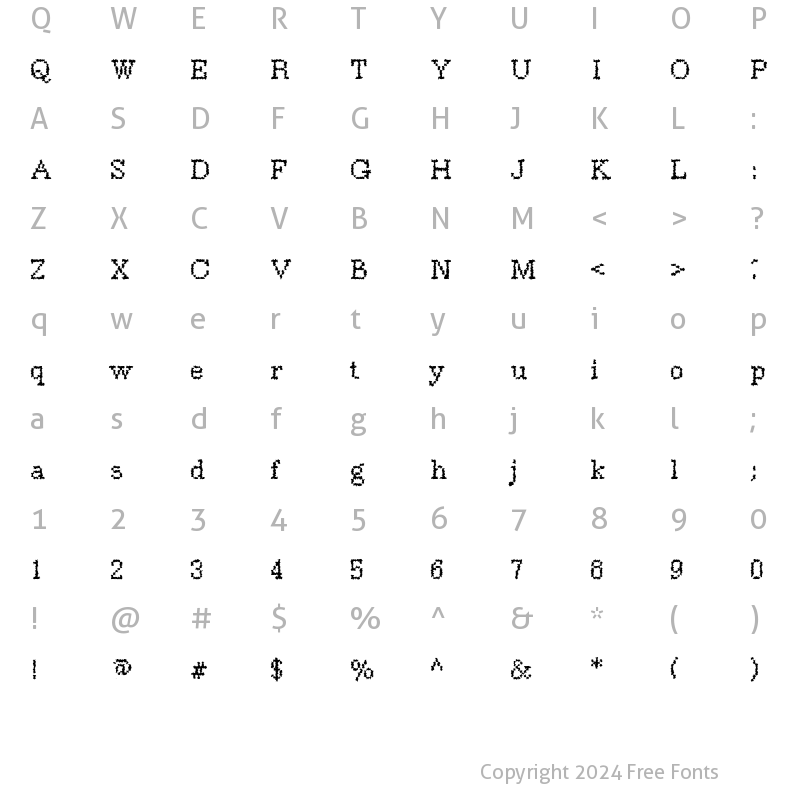 Character Map of DTCRoughM38 Regular