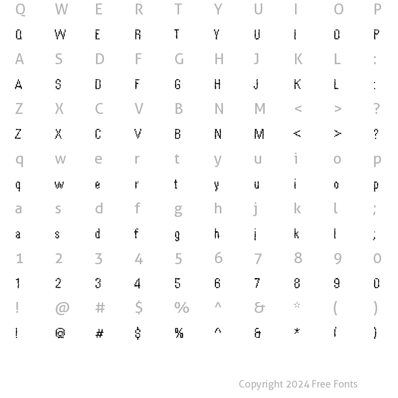 Character Map of DTCRoughM58 Regular