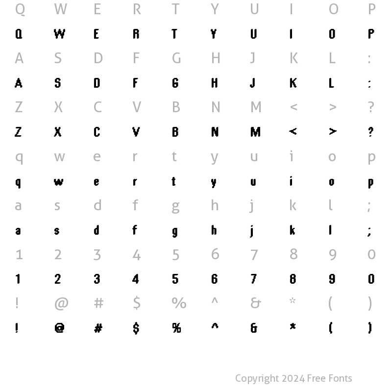 Character Map of DTCRoughM59 Regular