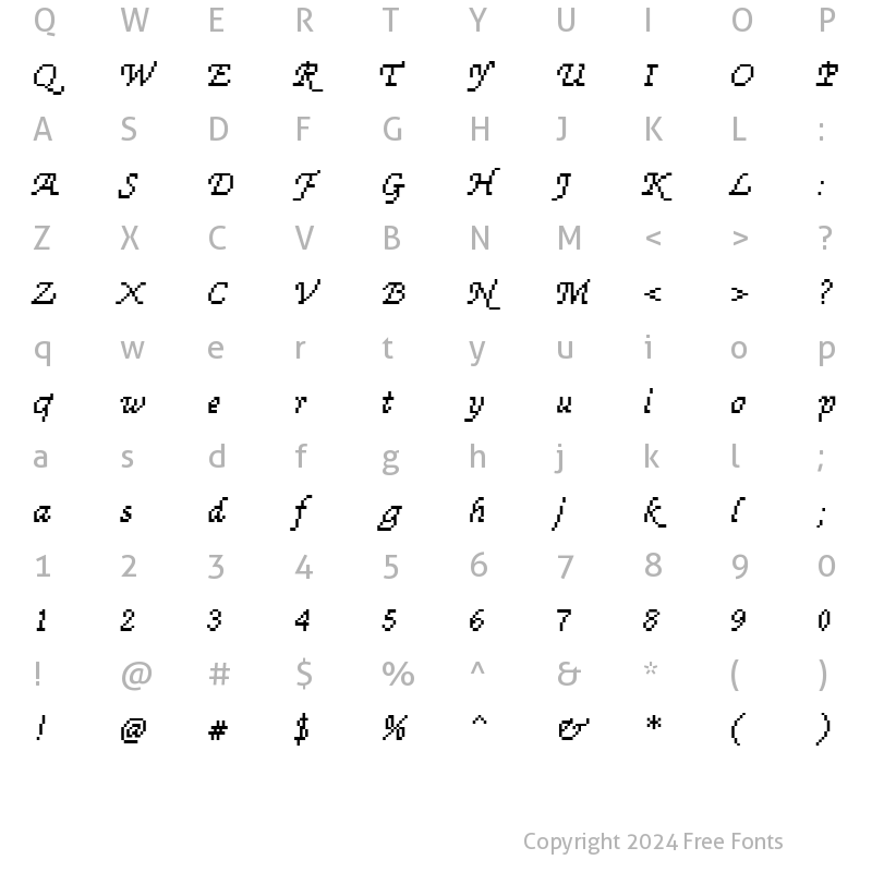 Character Map of DTCRoughM71 Regular