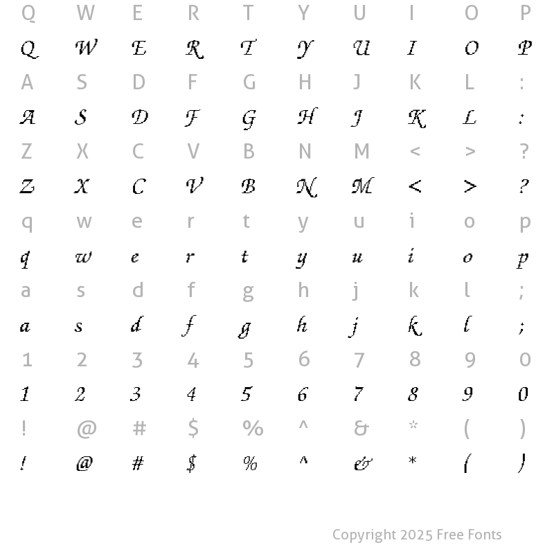 Character Map of DTCRoughM72 Regular