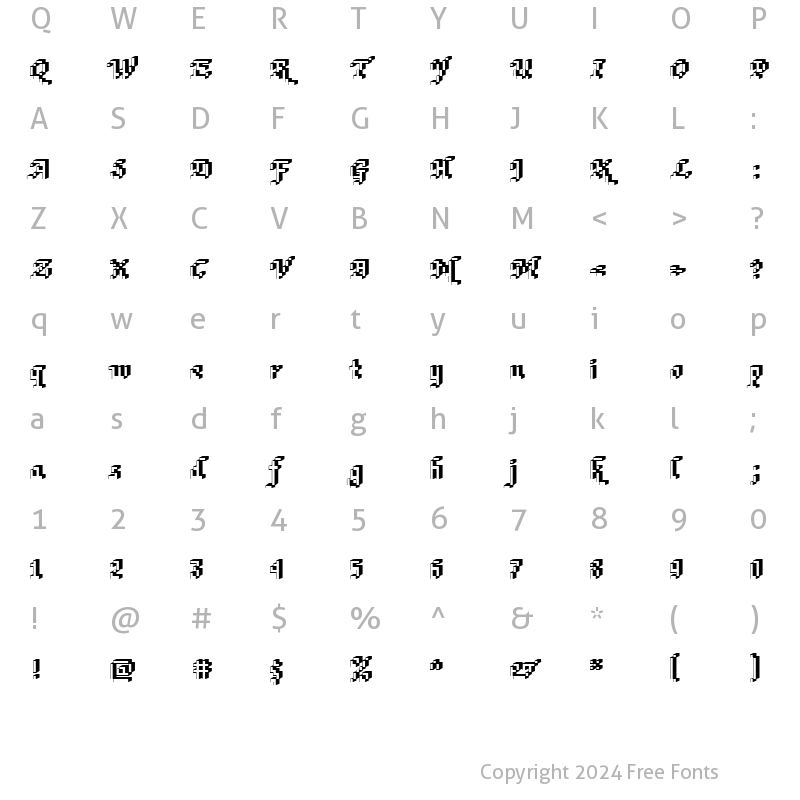 Character Map of DTCRoughM75 Regular