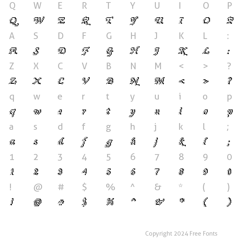 Character Map of DTCRoughM76 Regular