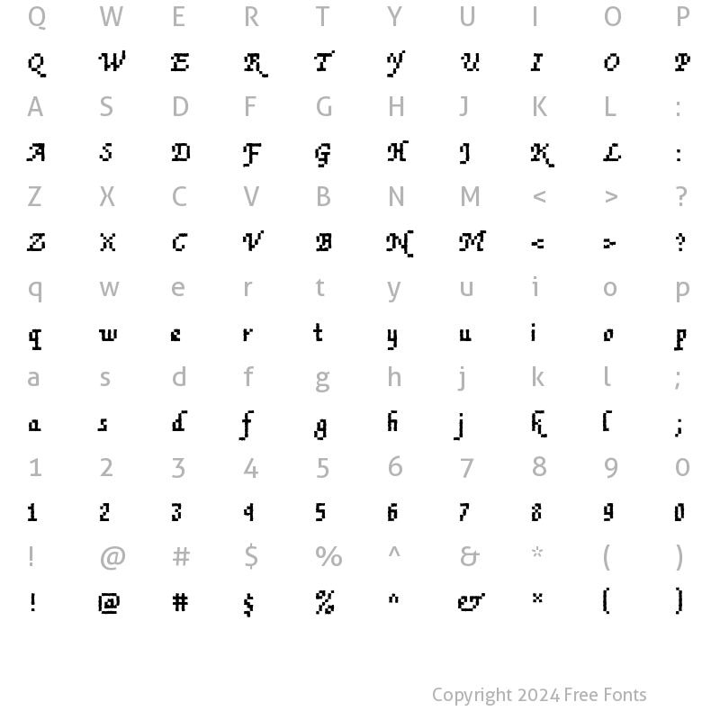 Character Map of DTCRoughM77 Regular