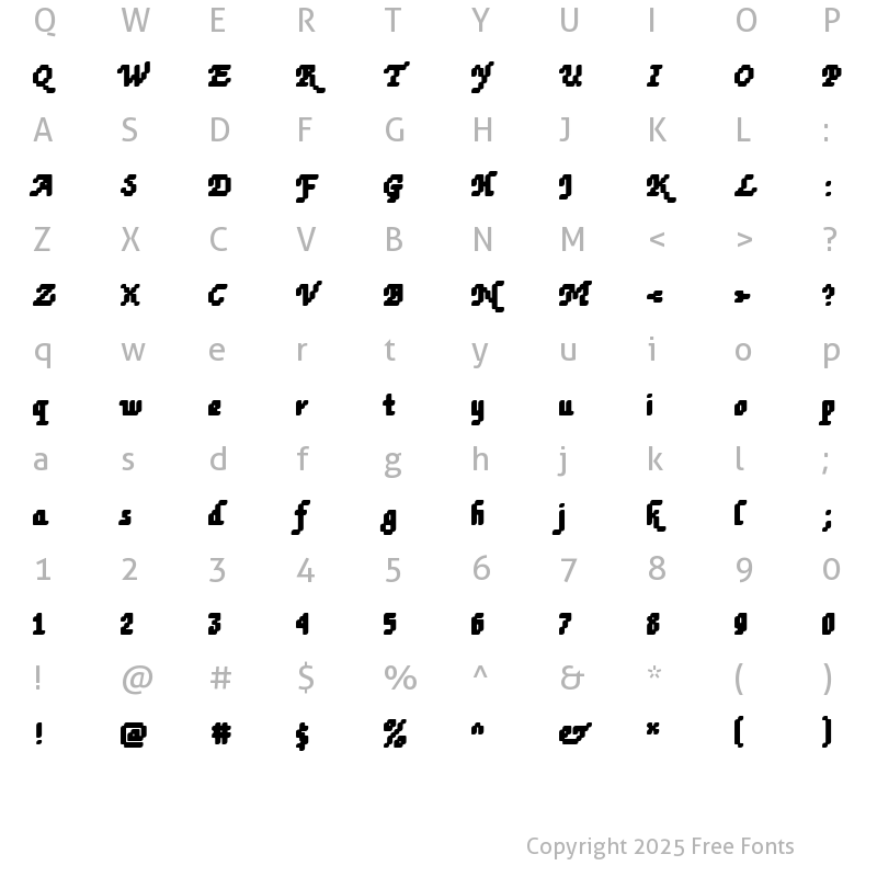 Character Map of DTCRoughM79 Regular