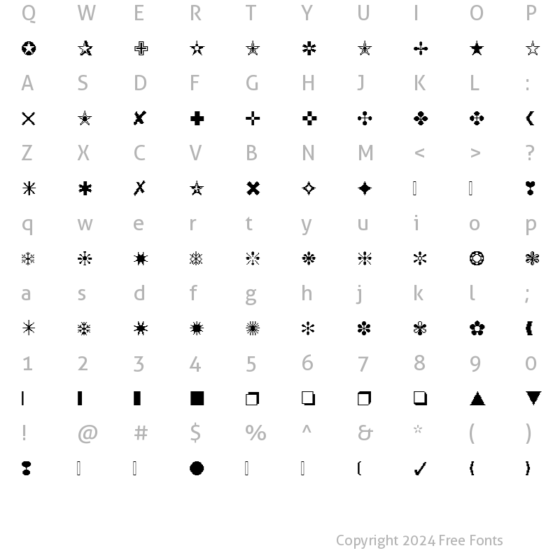 Character Map of DTCRoughX02 Regular