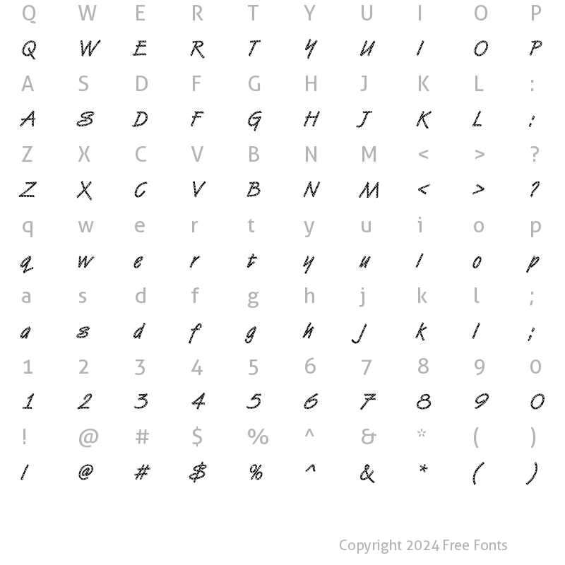 Character Map of DTCVanDijkM08 Regular