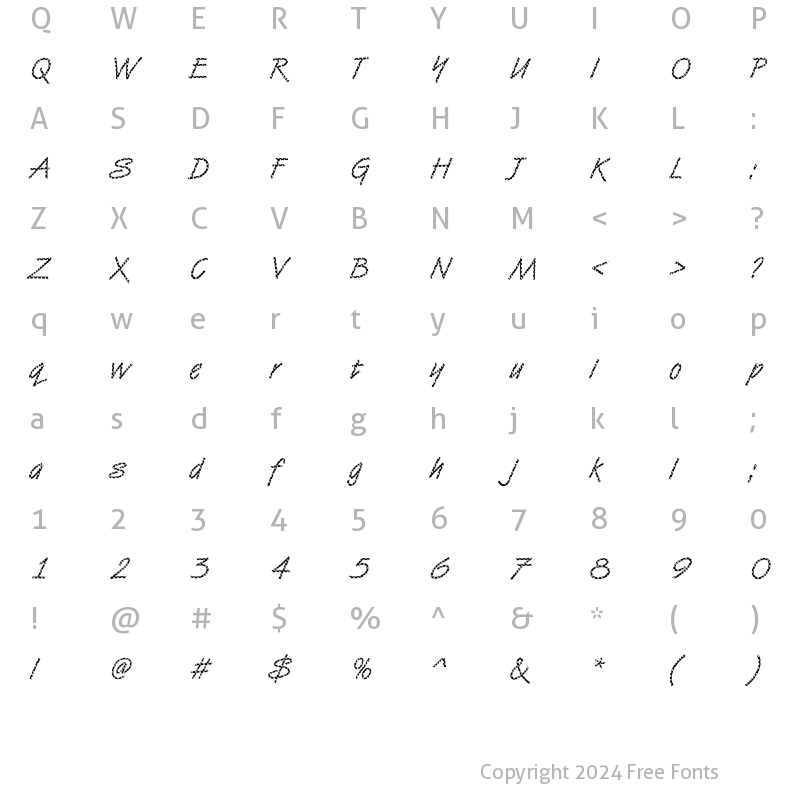 Character Map of DTCVanDijkM12 Regular