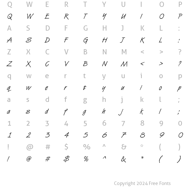 Character Map of DTCVanDijkM15 Regular