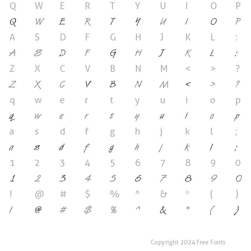 Character Map of DTCVanDijkM18 Regular