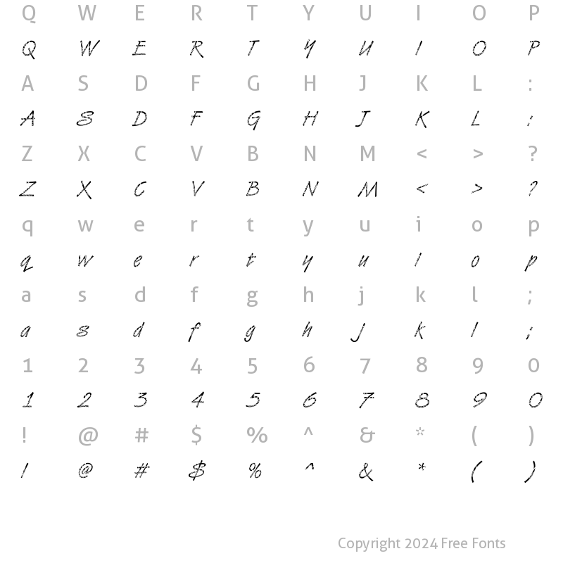 Character Map of DTCVanDijkM35 Regular