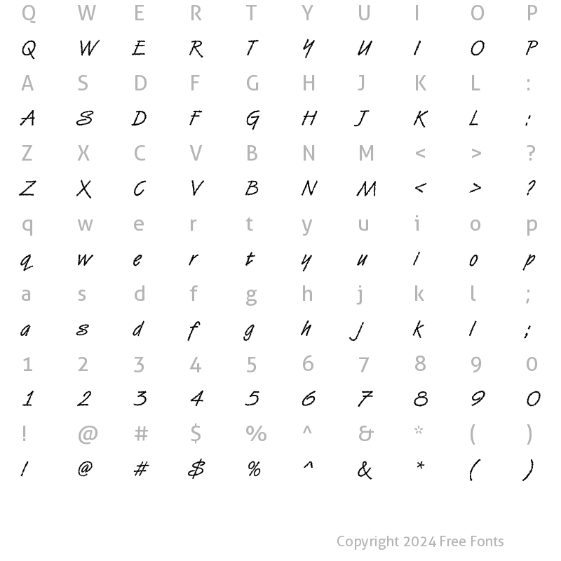 Character Map of DTCVanDijkM42 Regular