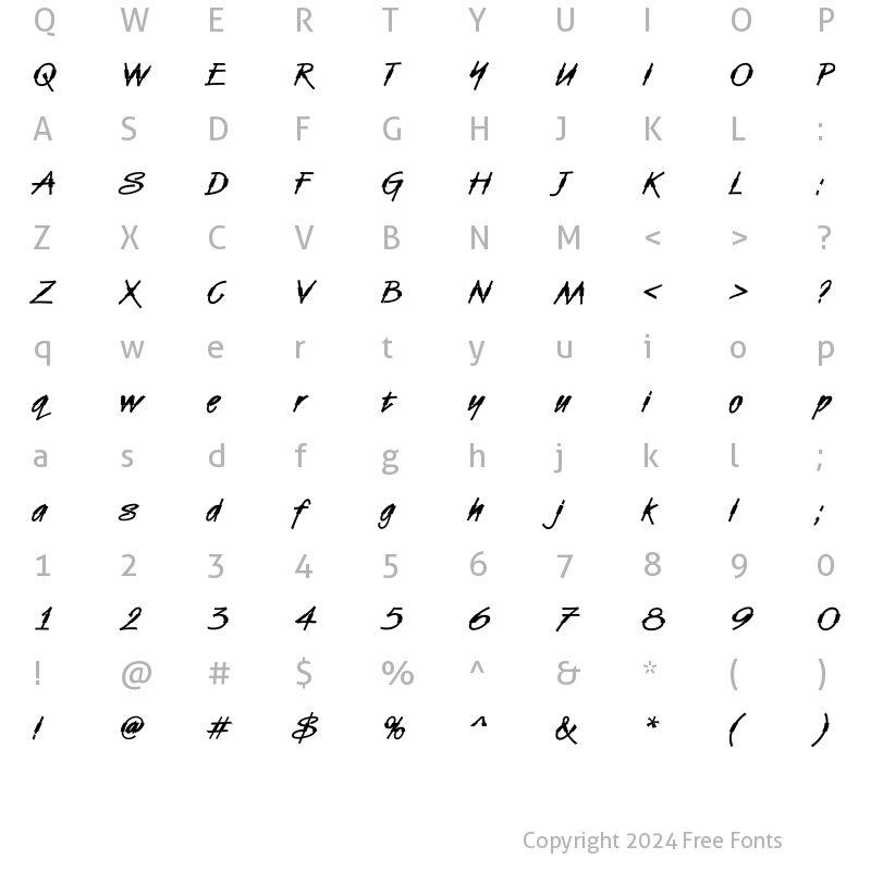 Character Map of DTCVanDijkM44 Regular