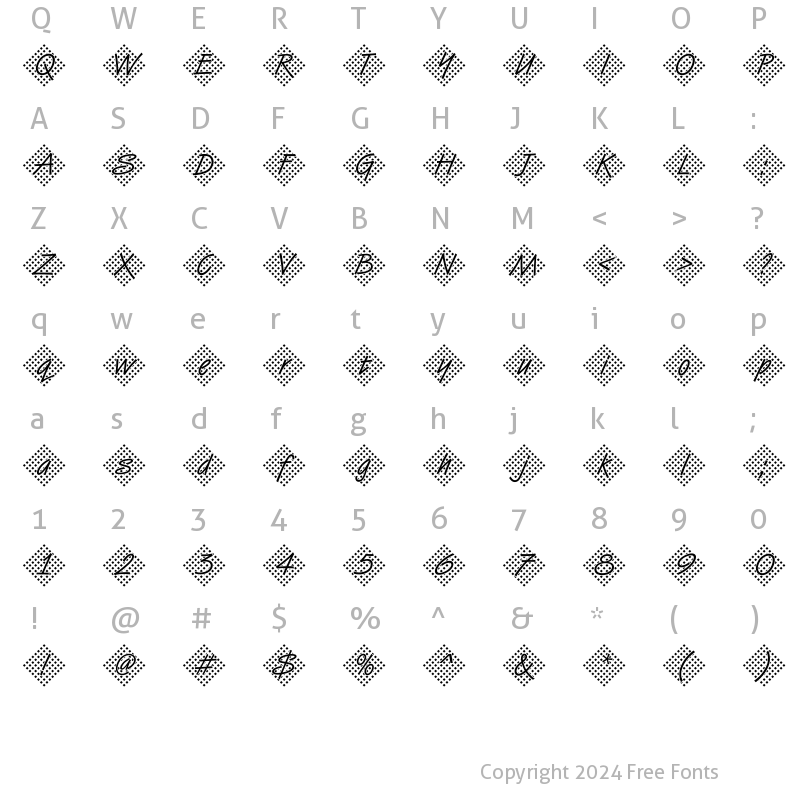 Character Map of DTCVanDijkM45 Regular