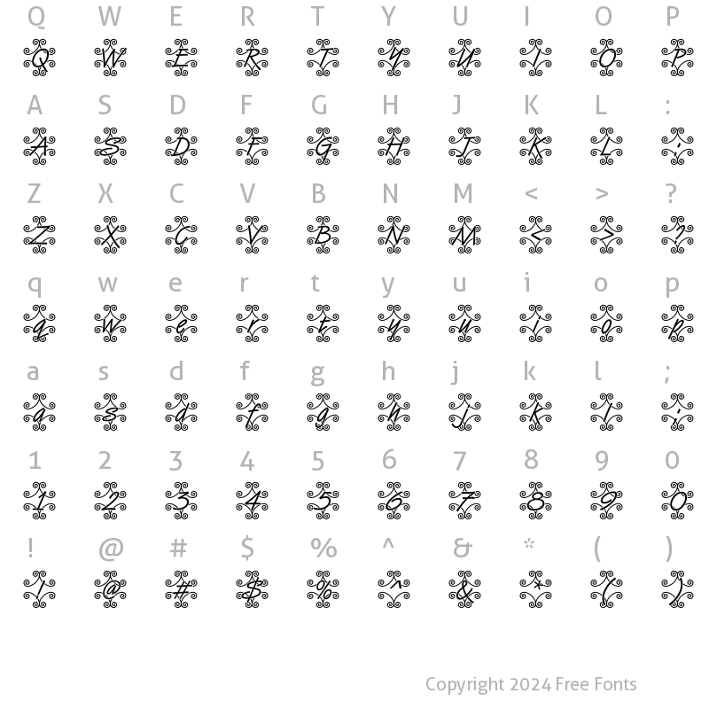 Character Map of DTCVanDijkM46 Regular