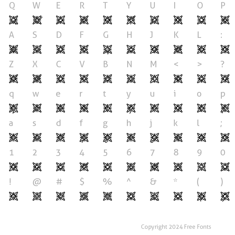 Character Map of DTCVanDijkM49 Regular