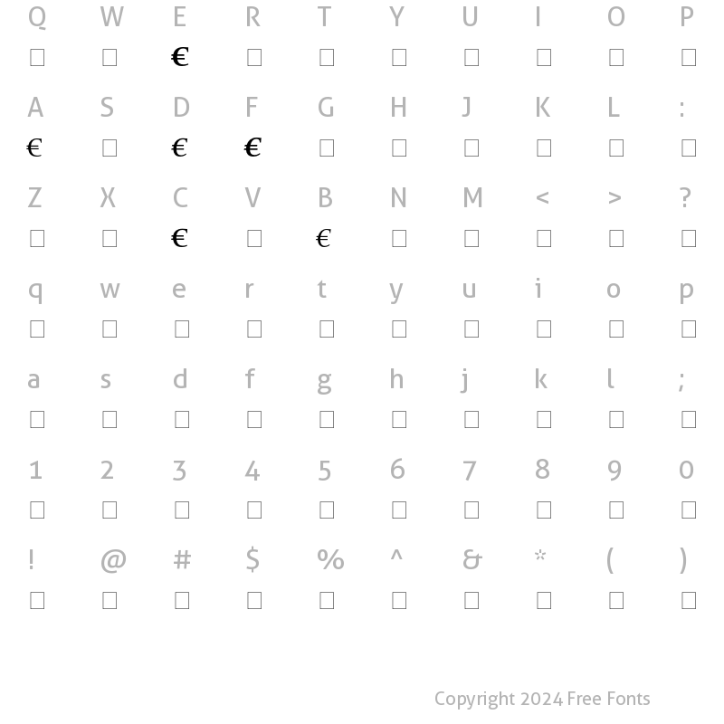 Character Map of DTL Albertina T Euro