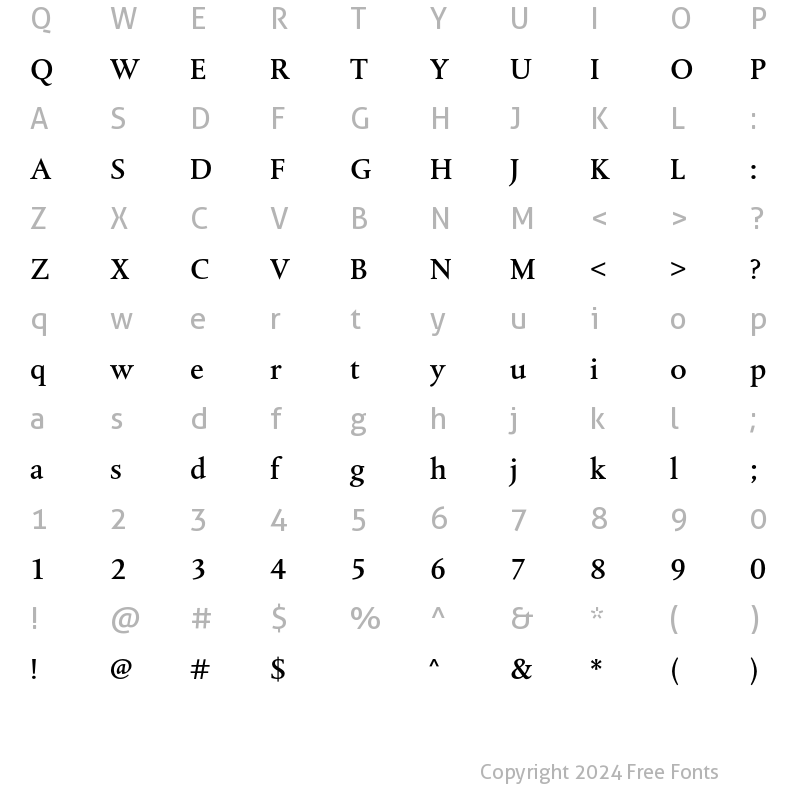 Character Map of DTL Albertina T Medium