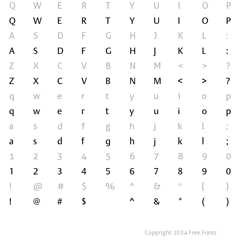 Character Map of DTL Argo T Regular