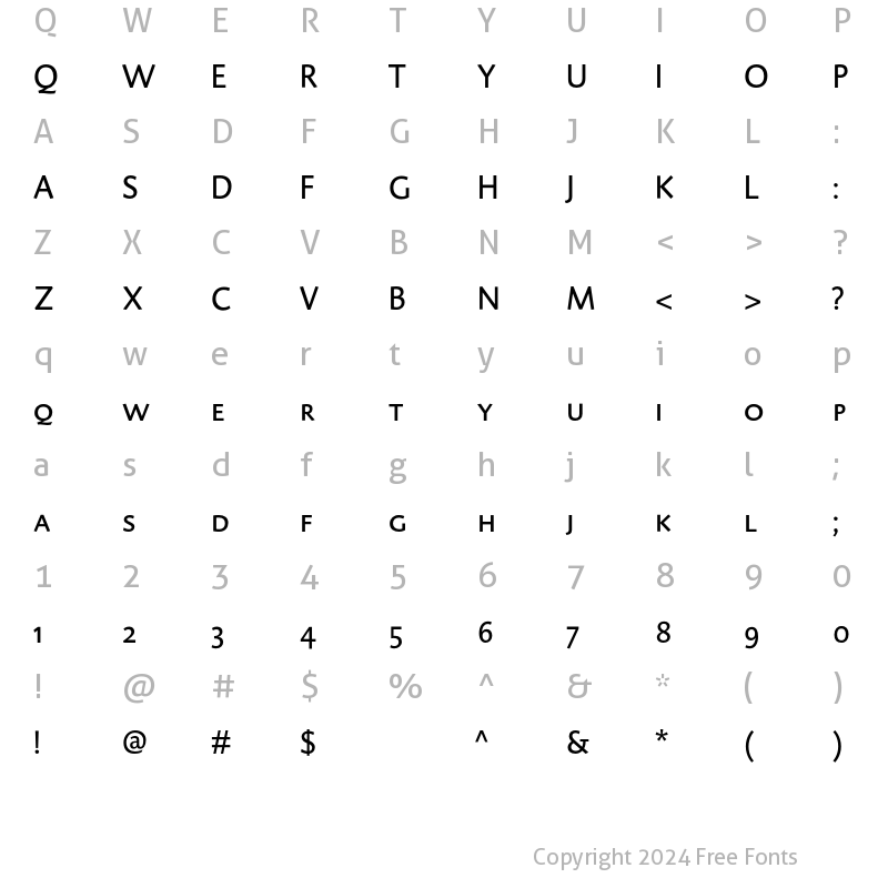 Character Map of DTL Caspari T Caps Regular