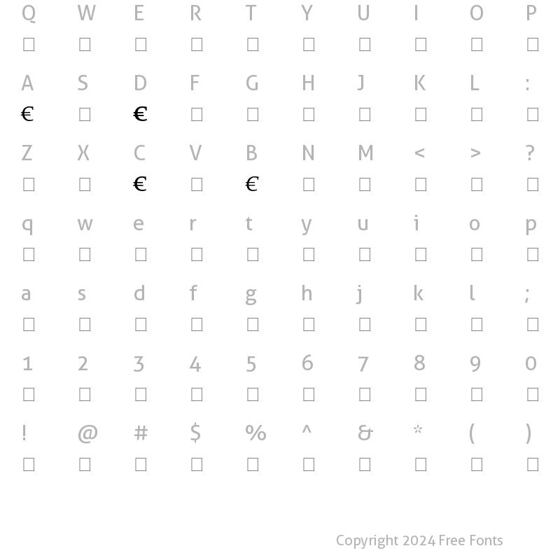 Character Map of DTL Documenta T Euro