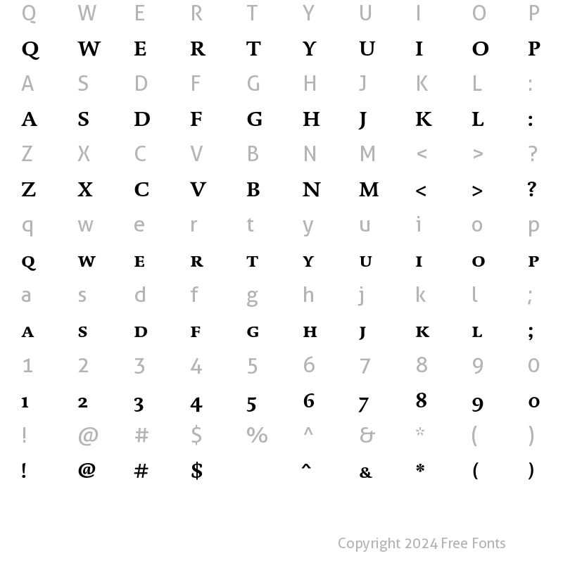 Character Map of DTL Dorian T Caps Bold