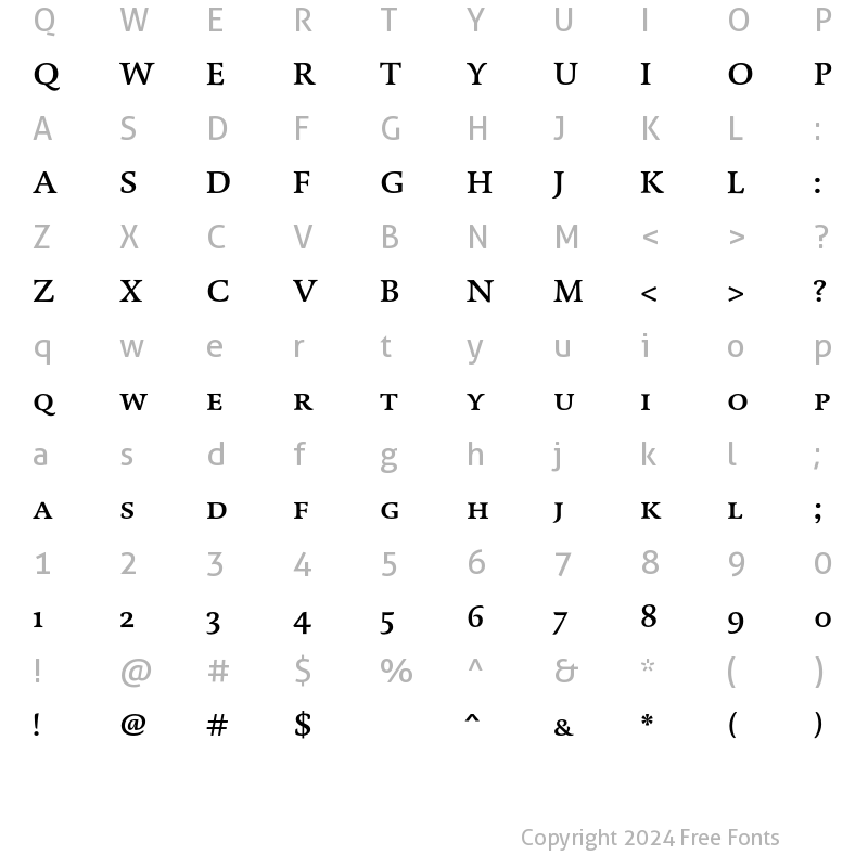 Character Map of DTL Dorian T Caps Medium