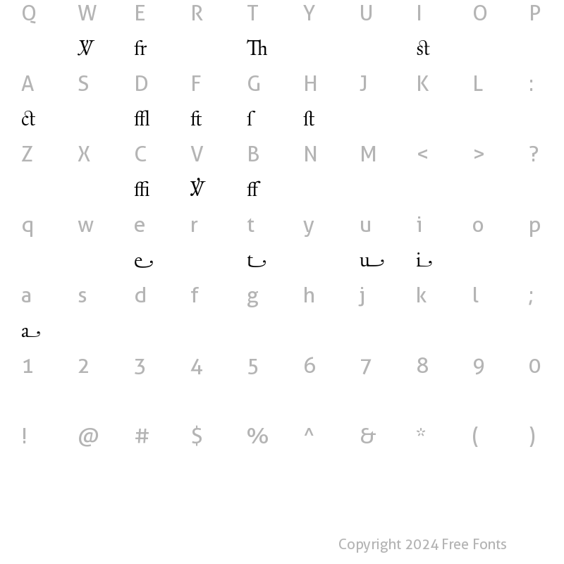 Character Map of DTL Elzevir T Alternate