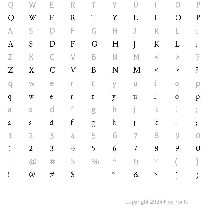 Character Map of DTL Elzevir T Regular