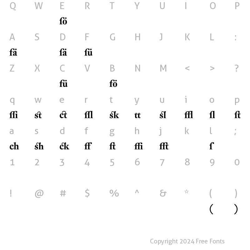 Character Map of DTL Fleischmann D Alt Bold