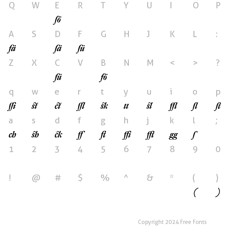 Character Map of DTL Fleischmann D Alt Bold Italic