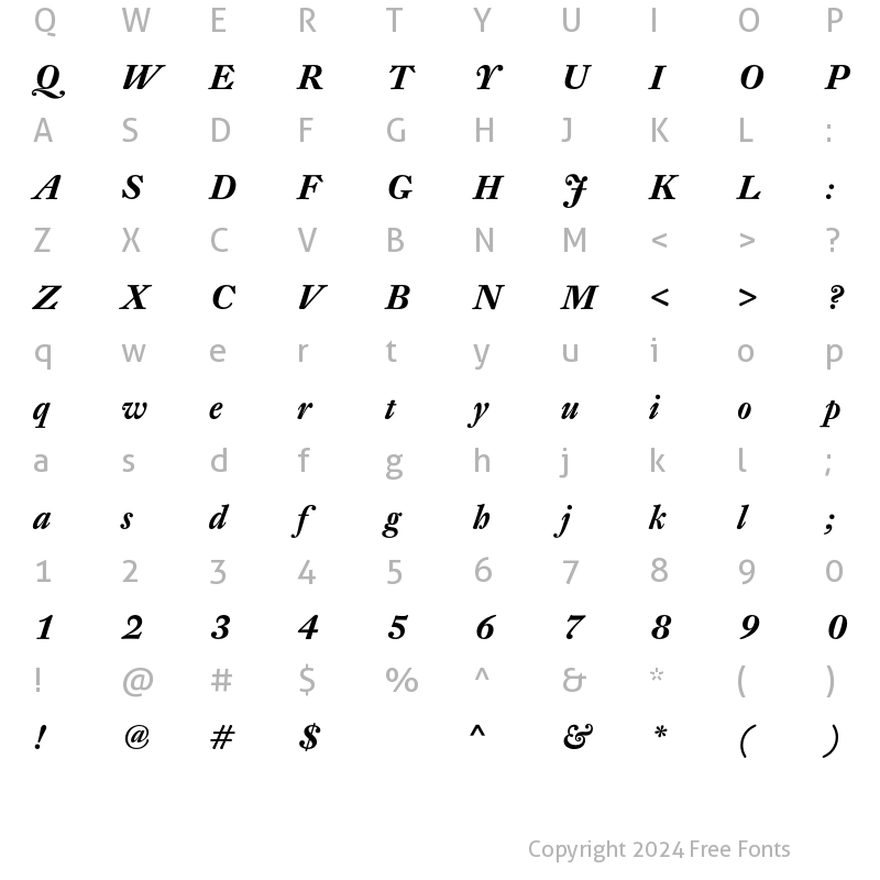 Character Map of DTL Fleischmann D Bold Italic