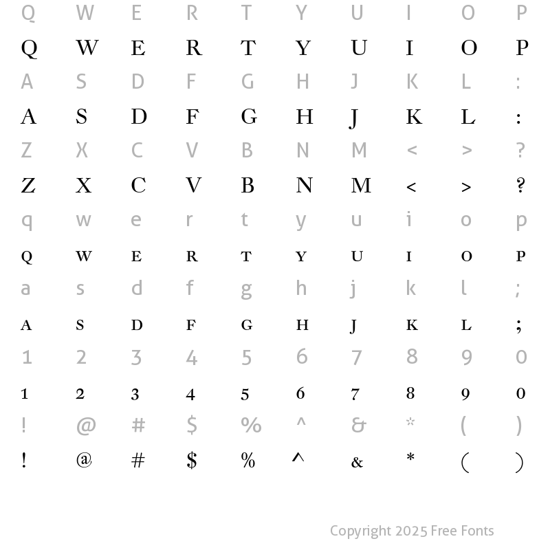 Character Map of DTL Fleischmann D Caps Regular