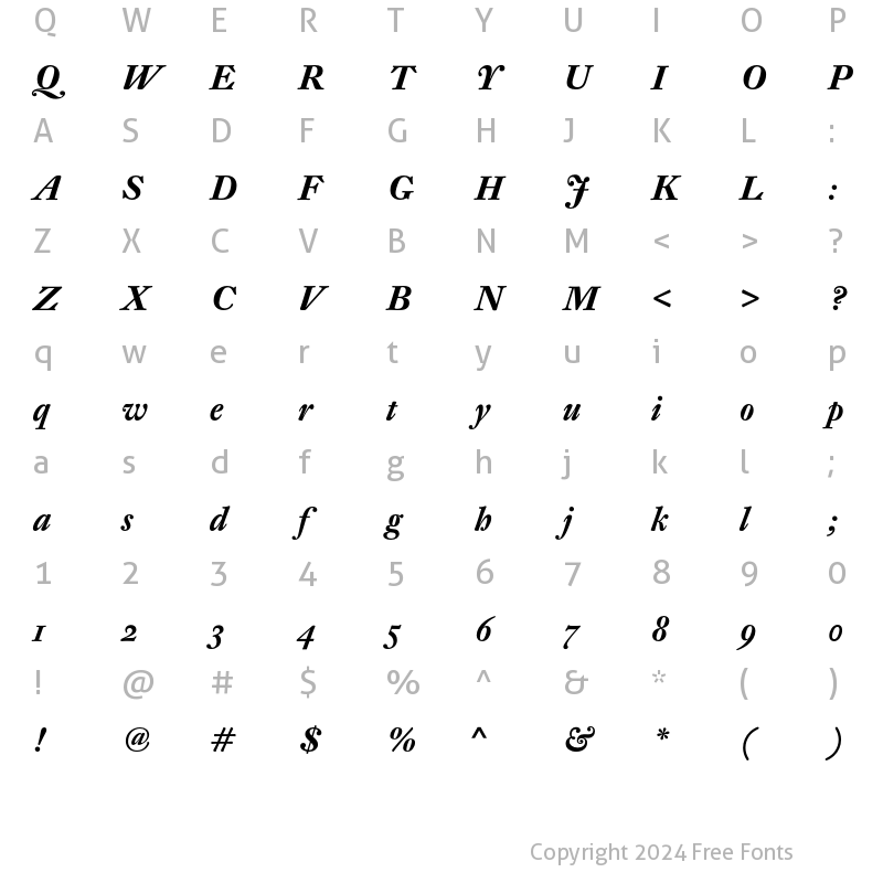 Character Map of DTL Fleischmann SD Bold Italic