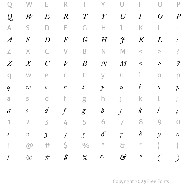 Character Map of DTL Fleischmann SD Italic