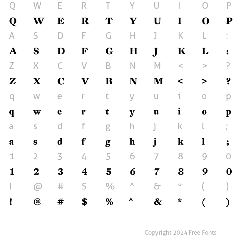 Character Map of DTL Fleischmann T Bold