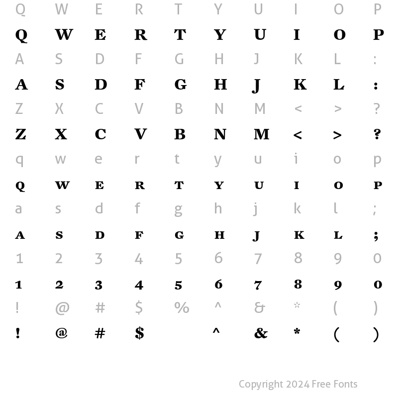 Character Map of DTL Fleischmann T Caps Bold