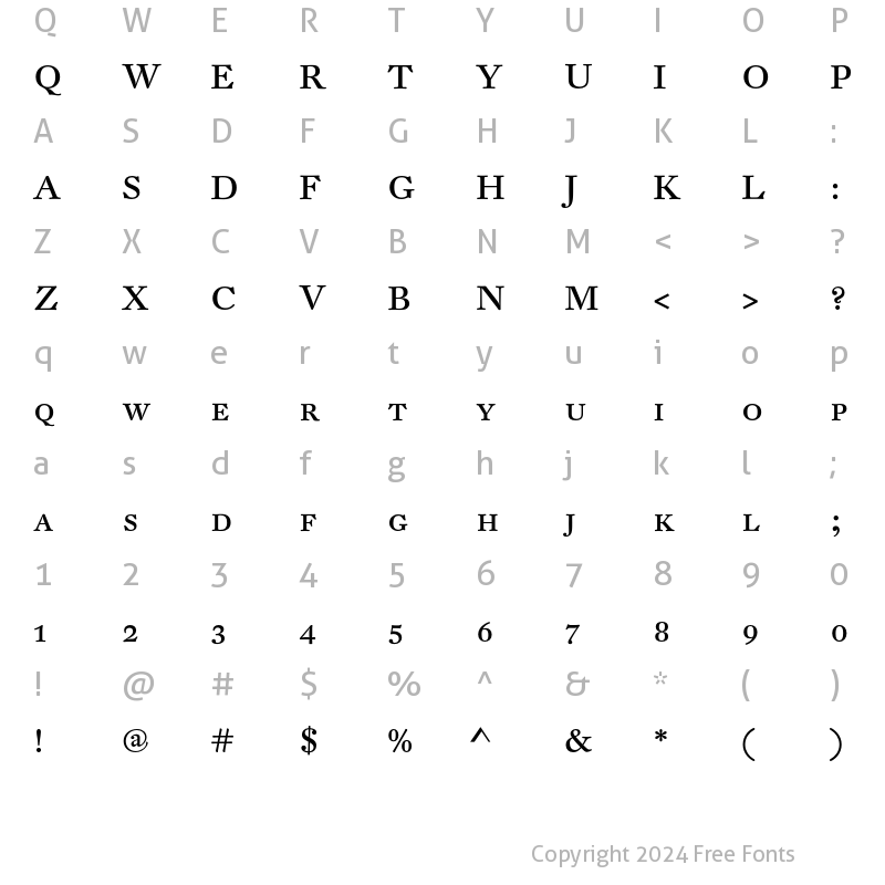 Character Map of DTL Fleischmann T Caps Regular