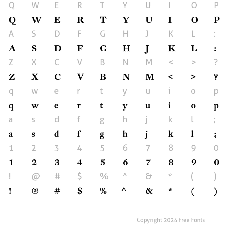 Character Map of DTL Fleischmann T Medium