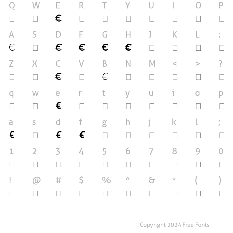 Character Map of DTL Nobel T Euro