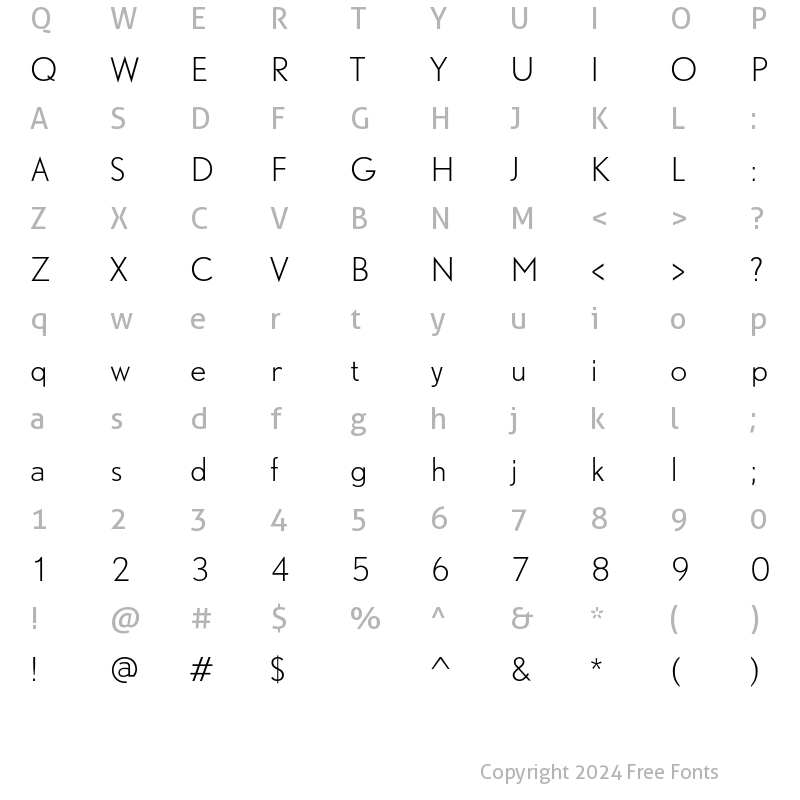 Character Map of DTL Nobel T Light